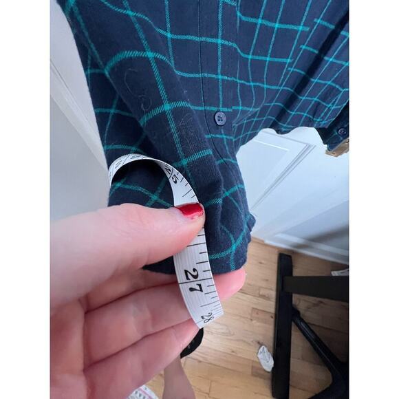 Banana Republic Classic Fit Blue Green Checkered Flannel Button Up Women's S - Picture 5 of 9